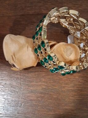 Gold-Tone & Glass Rhinestone Stretch Bracelet